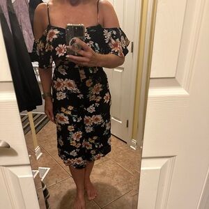 Aakaa black floral strapless jumpsuit